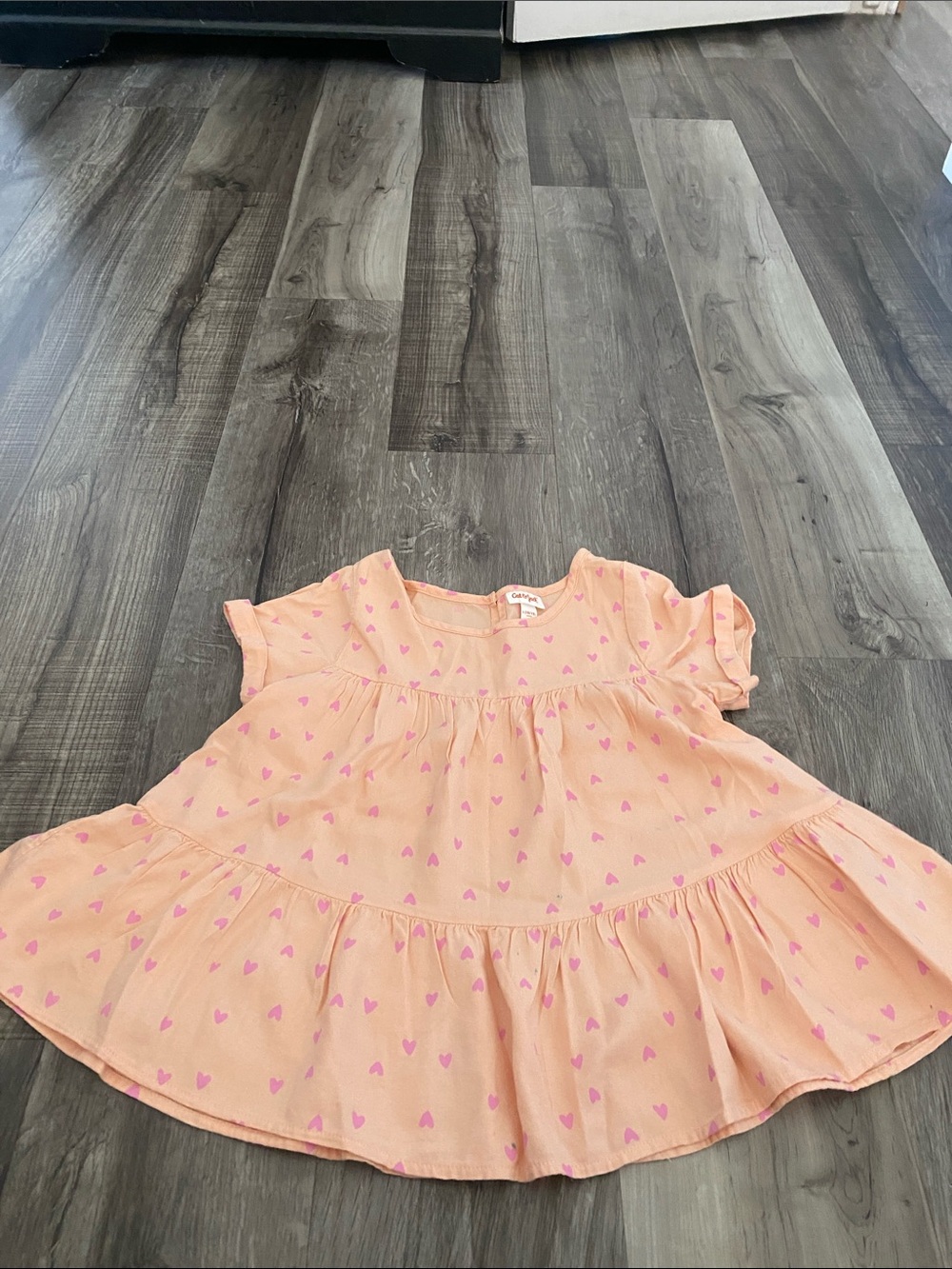 Cat & Jack Peach Blouse with Pink Heart Print